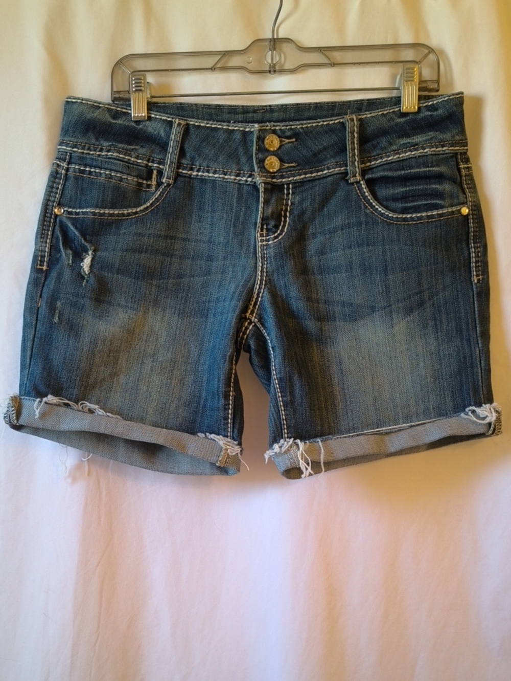 Almost Famous Dark Blue Rolled Denim Shorts